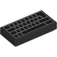 Tile 1x2 with Computer Keyboard Blank Keys Pattern Black