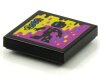 Tile 2x2 with BeatBit Album Cover - Black Minifigure in Yellow and Purple Splotches Pattern Black