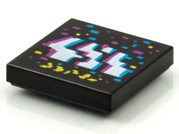 Tile 2x2 with BeatBit Album Cover - Dark Azure, White, Magenta and Yellow Jagged Stripes and Rectangles Pattern Black