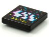 Tile 2x2 with BeatBit Album Cover - Dark Azure, White, Magenta and Yellow Jagged Stripes and Rectangles Pattern Black