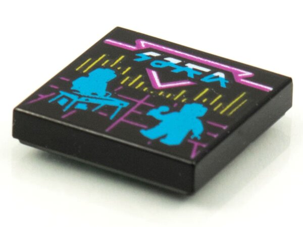 Tile 2x2 with BeatBit Album Cover - Dark Azure Keyboardist and Singer Silhouettes Pattern Black