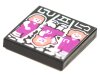 Tile 2x2 with BeatBit Album Cover - Girls Dancing, Middle Upside Down Pattern Black