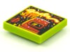 Tile 2x2 with BeatBit Album Cover - Red Welding Mask and Microphone Pattern Lime