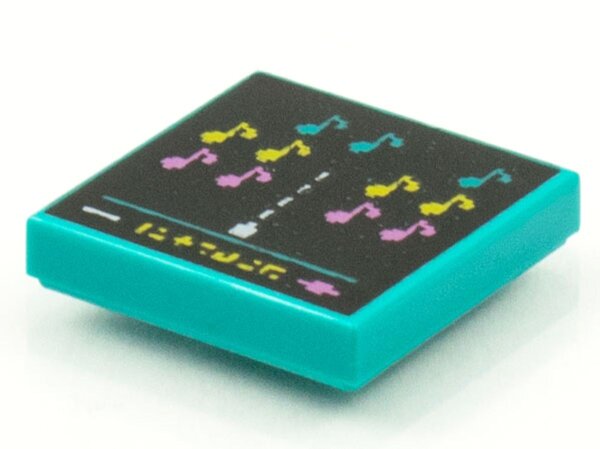 Tile 2x2 with BeatBit Album Cover - Music Notes in Space Invaders-Style Pattern Dark Turquoise