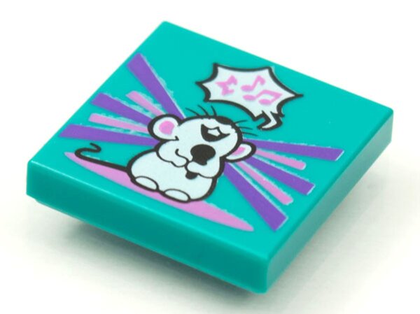 Tile 2x2 with BeatBit Album Cover - Singing Mouse Pattern Dark Turquoise