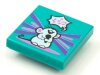 Tile 2x2 with BeatBit Album Cover - Singing Mouse Pattern Dark Turquoise