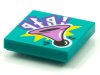 Tile 2x2 with BeatBit Album Cover - Medium Lavender Bulb Horn Pattern Dark Turquoise