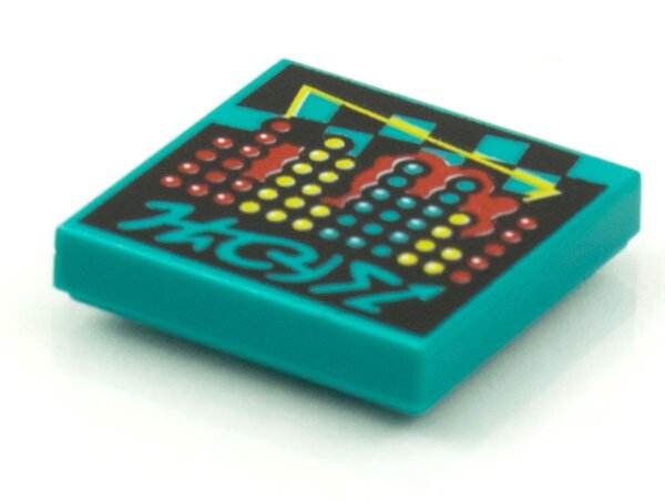 Tile 2x2 with BeatBit Album Cover - Red, Yellow and Dark Turquoise Dots Pattern Dark Turquoise