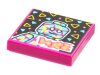 Tile 2x2 with BeatBit Album Cover - Minifigure on Black Background with Medium Azure and Yellow Triangles Pattern Magenta