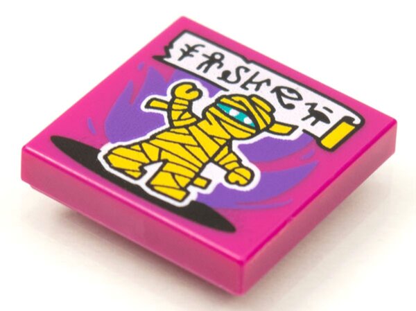 Tile 2x2 with BeatBit Album Cover - Yellow Mummy Pattern Magenta