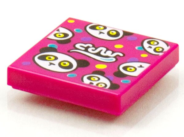 Tile 2x2 with BeatBit Album Cover - Pandas and Polka Dots Pattern Magenta