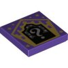 Tile 2x2 with HP Chocolate Frog Card Albus Dumbledore Gold Pattern Dark Purple