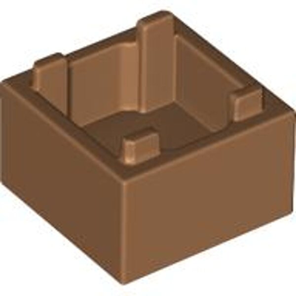 Container, Box 2x2x1 - Top Opening with Raised Inner Bottom Medium Nougat