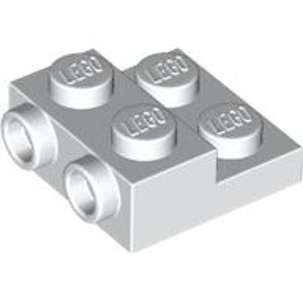 Plate, Modified 2x2x2/3 with 2 Studs on Side - Hollow Bottom Tube White