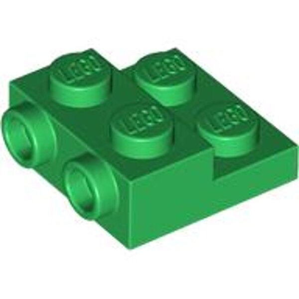 Plate, Modified 2x2x2/3 with 2 Studs on Side - Hollow Bottom Tube Green