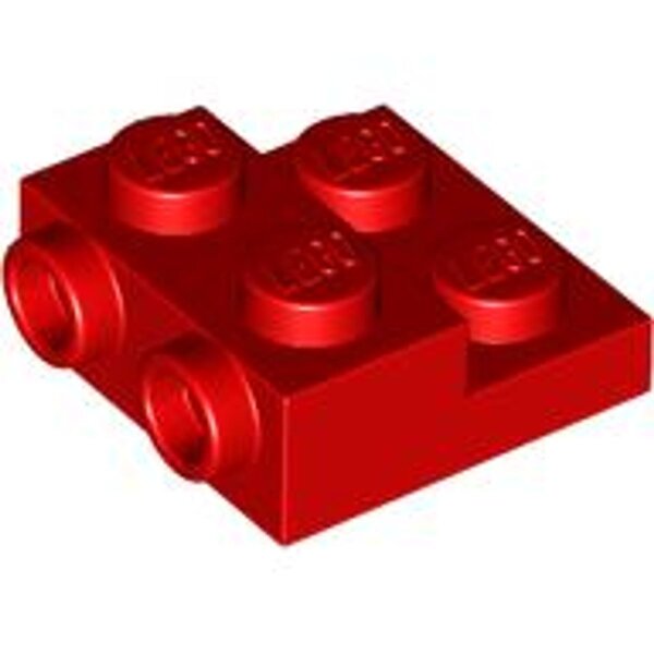 Plate, Modified 2x2x2/3 with 2 Studs on Side - Hollow Bottom Tube Red