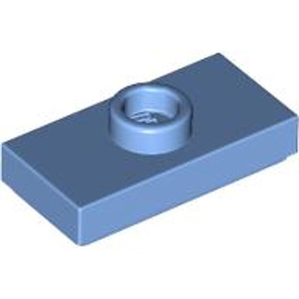 Plate, Modified 1x2 with 1 Stud with Groove and Bottom Stud Holder (Jumper) Medium Blue