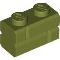 Brick, Modified 1x2 with Masonry Profile Olive Green