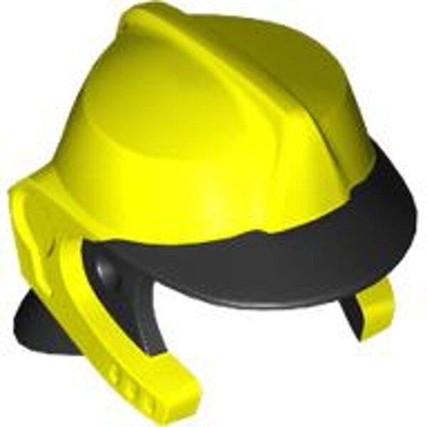 Minifigure, Headgear Fire Helmet with Molded Black Visor and Neck Protection Pattern Neon Yellow