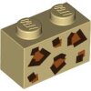 Brick 1x2 with Dark Brown and Dark Orange Animal Print Pattern Tan