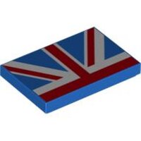 Tile 2x3 with Red, Blue, and White Union Jack Flag Half...