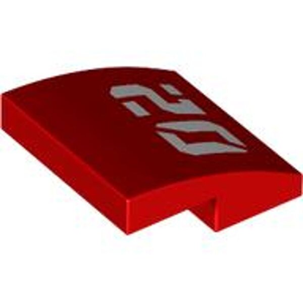 Slope, Curved 2x2x2/3 with White 02 Pattern Red