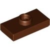 Plate, Modified 1x2 with 1 Stud with Groove and Bottom Stud Holder (Jumper) Reddish Brown