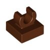 Tile, Modified 1x1 with Open O Clip Reddish Brown