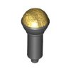 Minifigure, Utensil Microphone with Gold Top Half Screen Pattern Black