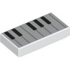 Tile 1x2 with Groove with Black and White Piano Keys Pattern White