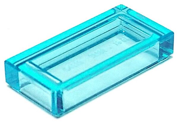 Tile 1x2 with Groove Trans-Light Blue