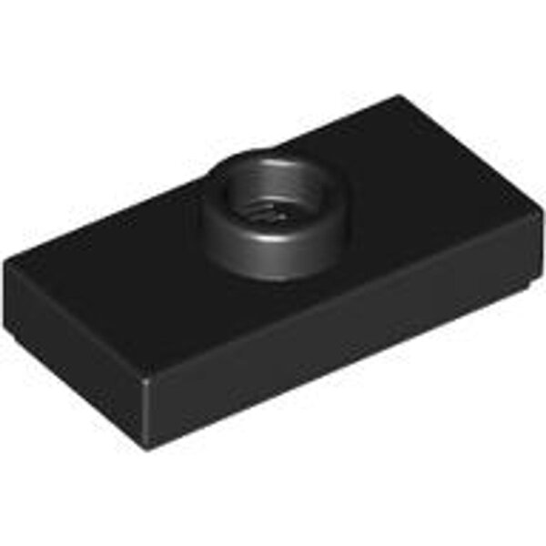 Plate, Modified 1x2 with 1 Stud with Groove and Bottom Stud Holder (Jumper) Black