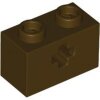 Technic, Brick 1x2 with Axle Hole Dark Brown