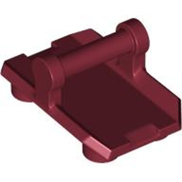 Plate, Modified 2x3 Inverted with 4 Studs and Bar Handle on Bottom (Rocker Plate) Dark Red