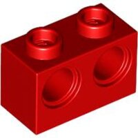 Technic, Brick 1x2 with Holes Red