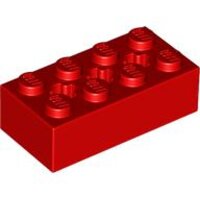 Technic, Brick 2x4 with 3 Axle Holes Red