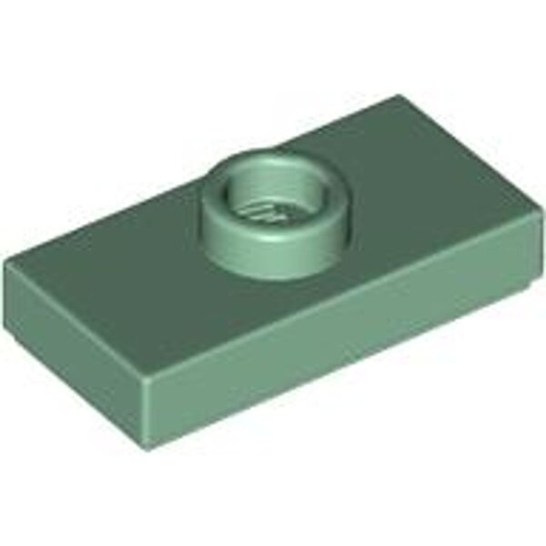Plate, Modified 1x2 with 1 Stud with Groove and Bottom Stud Holder (Jumper) Sand Green