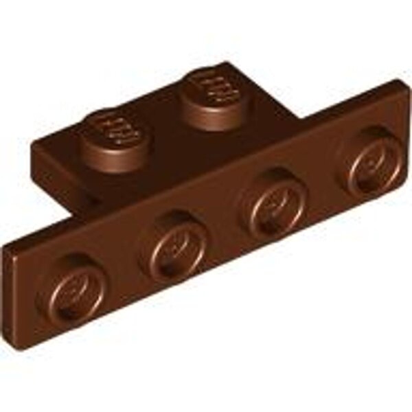 Bracket 1x2 - 1x4 with Rounded Corners at the Bottom Reddish Brown