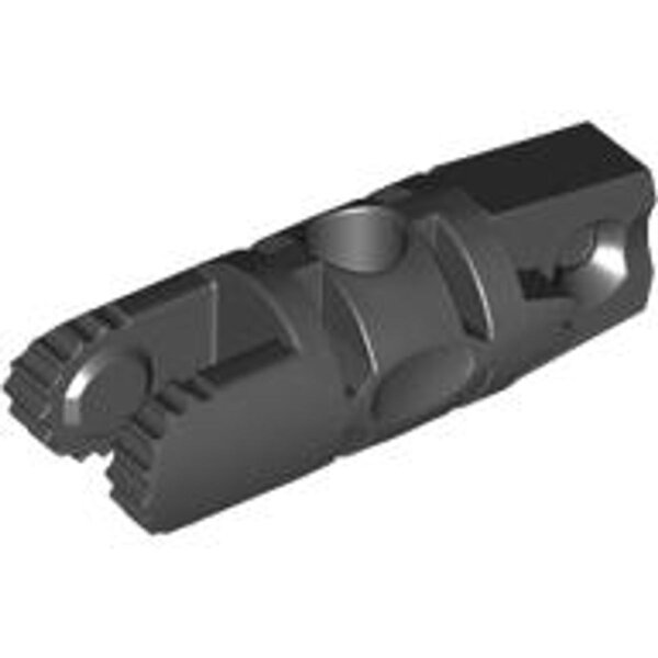 Hinge Cylinder 1x3 Locking with 1 Finger and 2 Fingers on Ends, 7 Teeth, with Hole Black
