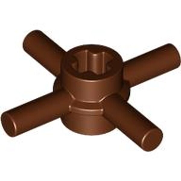 Technic, Axle Connector Hub with 4 Bars and Through Axle Hole Reddish Brown