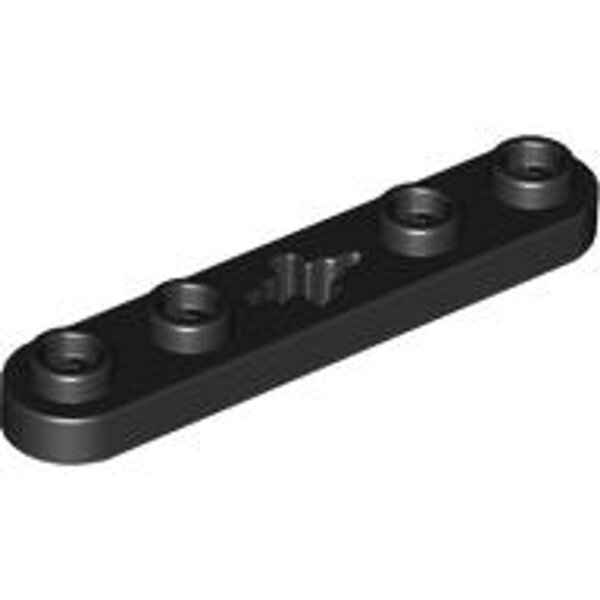 Technic, Plate 1x5 with Smooth Ends, 4 Studs and Center Axle Hole Black