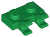 Plate, Modified 1x2 with 2 Open O Clips (Horizontal Grip) Green