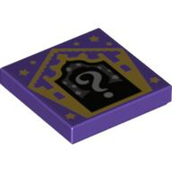 Tile 2x2 with Groove with HP Chocolate Frog Card Gilderoy Lockhart Pattern Dark Purple