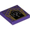 Tile 2x2 with Groove with HP Chocolate Frog Card Gilderoy Lockhart Pattern Dark Purple