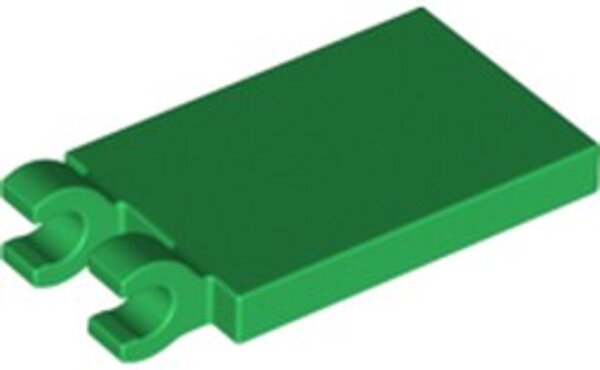 Tile, Modified 2x3 with 2 Open O Clips Green