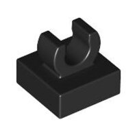 Tile, Modified 1x1 with Open O Clip Black