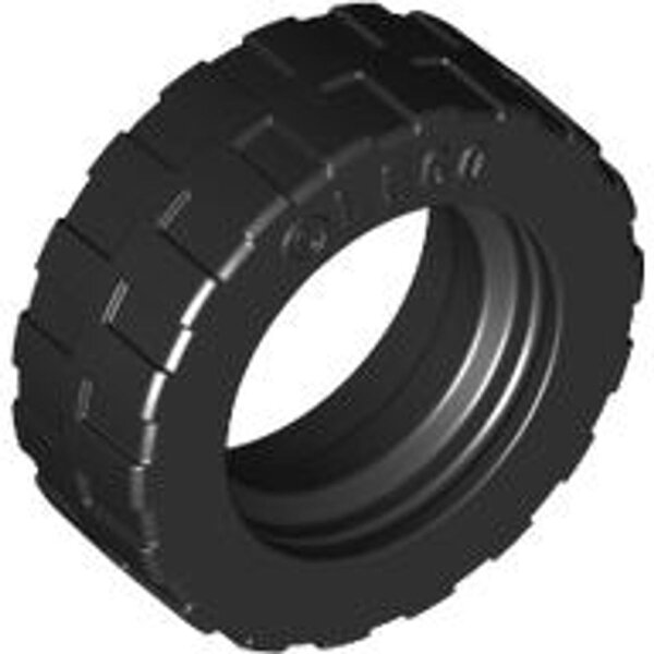 Tire 17.5mm D.x6mm with Shallow Staggered Treads - Band Around Center of Tread Black