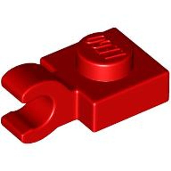 Plate, Modified 1x1 with Open O Clip (Horizontal Grip) Red