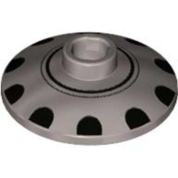 Dish 2x2 Inverted (Radar) with Black Circles and Dots Hubcap Pattern Metallic Silver