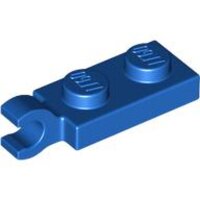 Plate, Modified 1x2 with Clip on End (Horizontal Grip) Blue